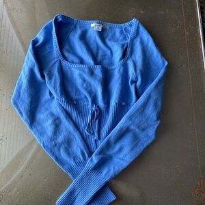 Kimchi Blue Crewneck Sweater Vibrant Blue Knit